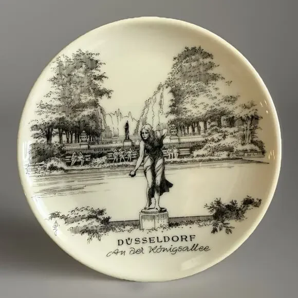 Vintage Uhlenhorst Düsseldorf Germany Landmark Plate Set of 6 Souvenir Coasters - Picture 5 of 9